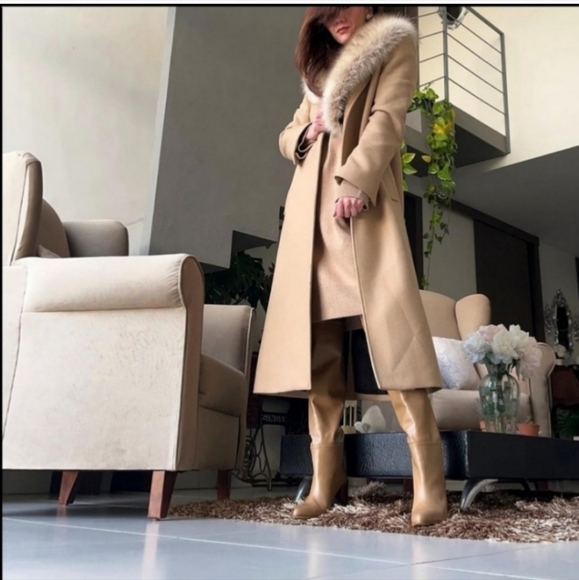 Zara Knee High Heeled Leather Boots Brown Bloggers Favorite NWT - Picture 11 of 14